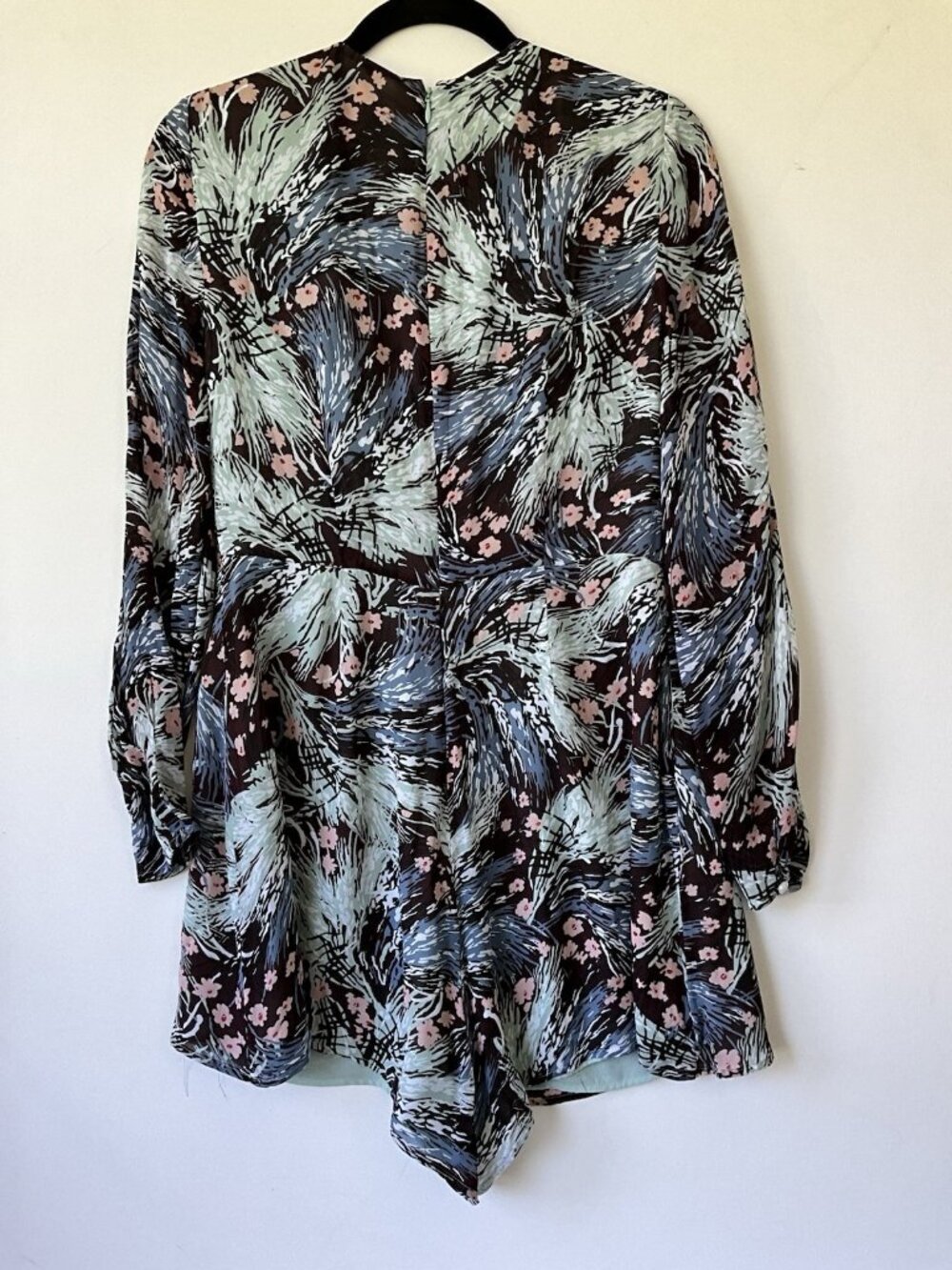 Reiss Alena Grass Print Long Sleeve Twist Front Romper Playsuit Size 8 - Picture 4 of 7